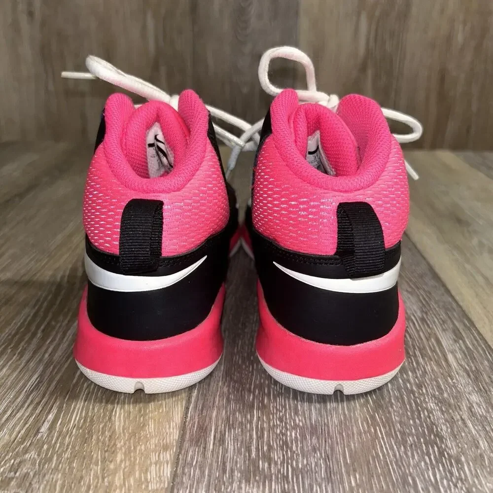 Nike Team Hustle D7 747999-008 Youth US Size 3Y Pink Black White Sneaker Shoes